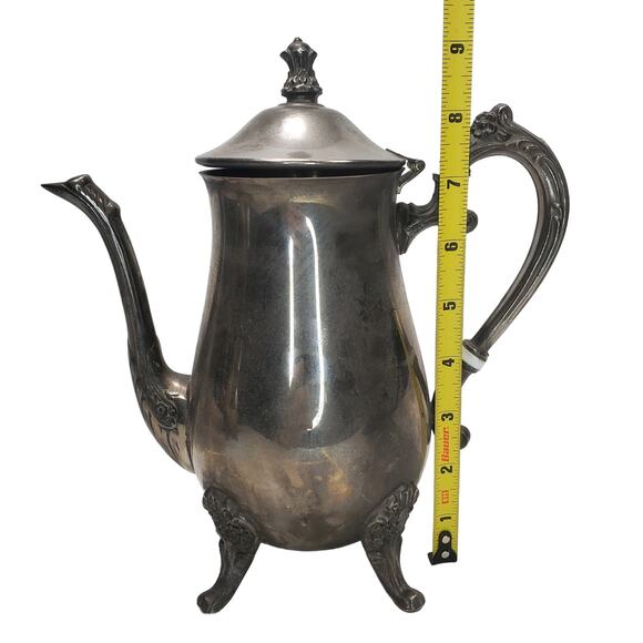 Antique Silver Plated Footed Teapot 2 Sizes Tableware Decorative 9" Tall - Picture 13 of 16